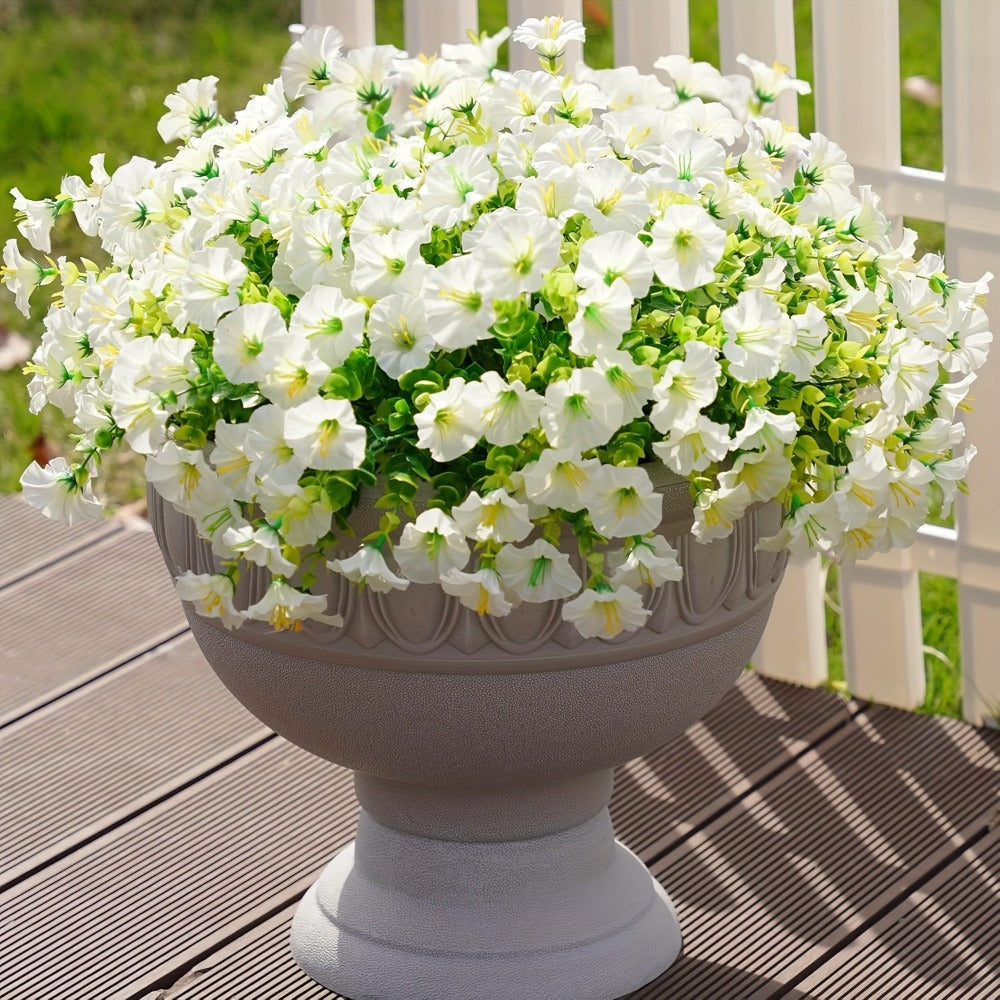 Artificial Flowers Outdoor 10 Bundles Faux Silk Pink Morning Glory - Realistic Fake Flowers for Porch, Patio, Window Box, Front Door, Garden Planter, All-Season Home Decor, Colorful Daisy Arrangement