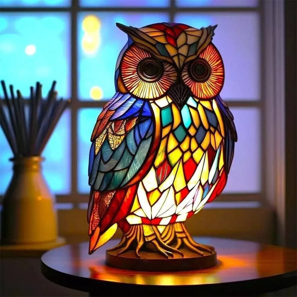 3D Resin Animal Night Light ¨C Bohemian Vintage Dragon, Owl & Sea Turtle Stained Desk Lamp for Bedroom, Home Decor, Birthday & Christmas Gift (Dragon / Owl / Sea Turtle)