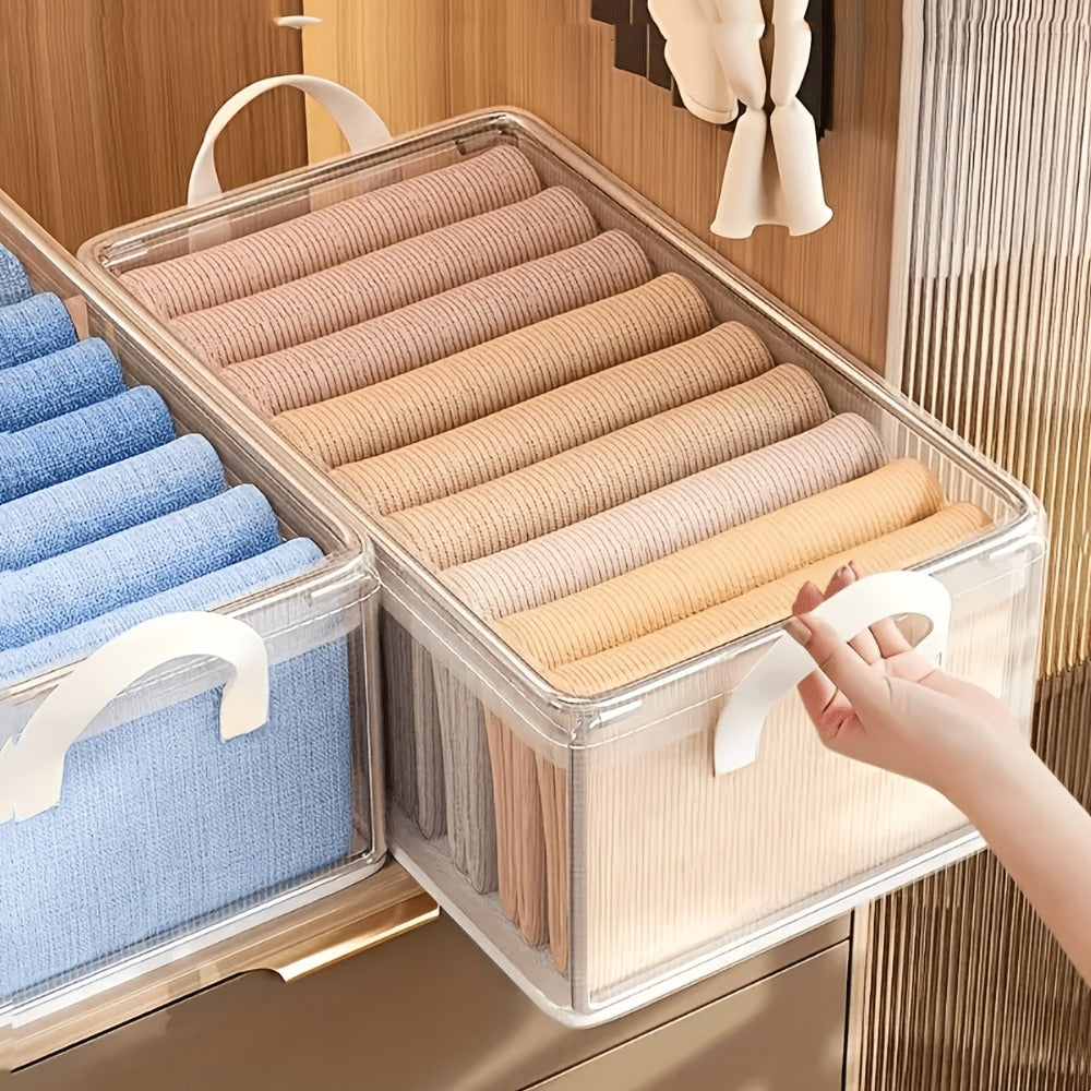 6pcs Foldable Storage Box with Steel Frame ¨C Transparent PVC Stackable Organizer for Clothes, Blankets & Cosmetics | Waterproof Under Bed Storage