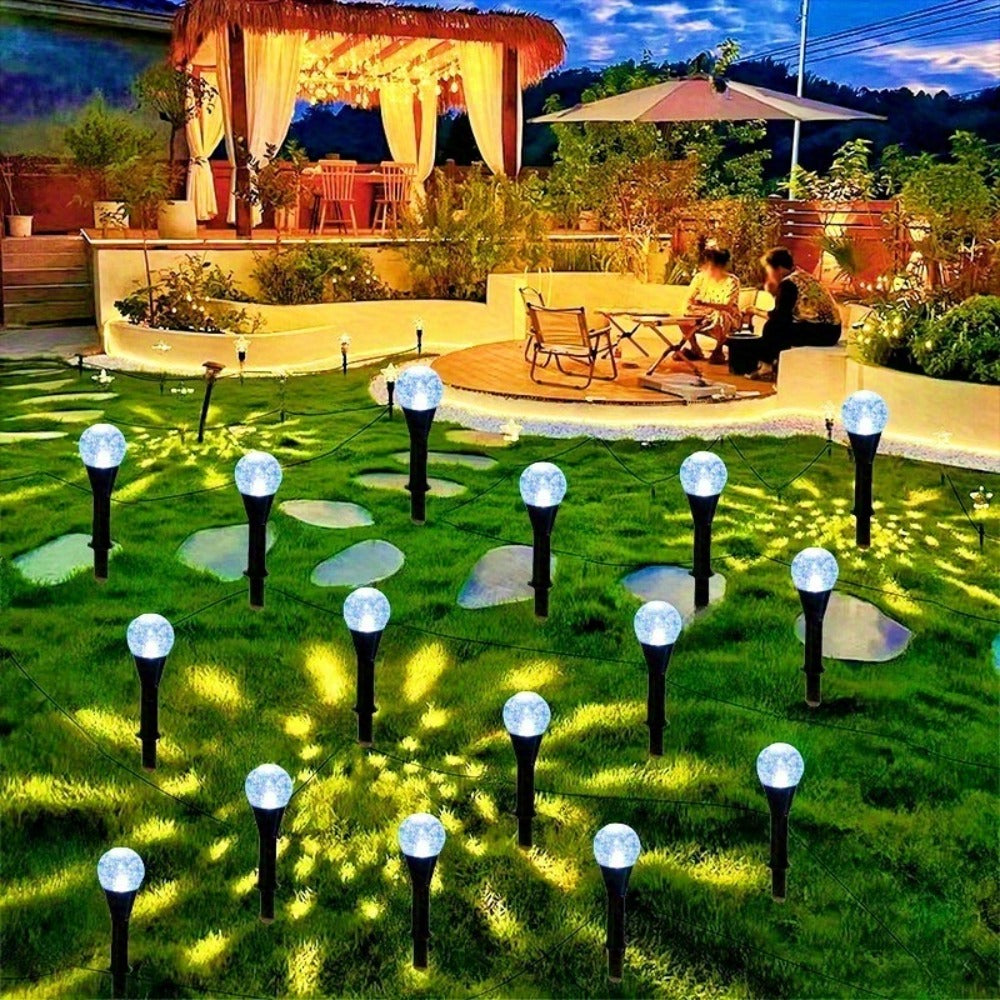 Solar LED Garden Path Lights 30pcs Bubble Shape | Auto On at Night | Waterproof Outdoor Stake Lights | Colorful & Warm White | Lawn Landscape Lights for Garden Patio Wedding Party Festival