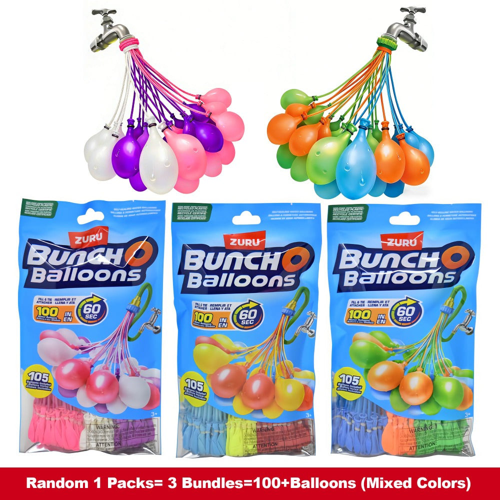 Rapid-Fill Self-Sealing Water Balloons 105+ 205+ Bulk Pack Outdoor Summer Fun Kids Adults Party Tropical Colors Fast Fill Balloon Fight Set ZURU Bunch O Balloons Compatible