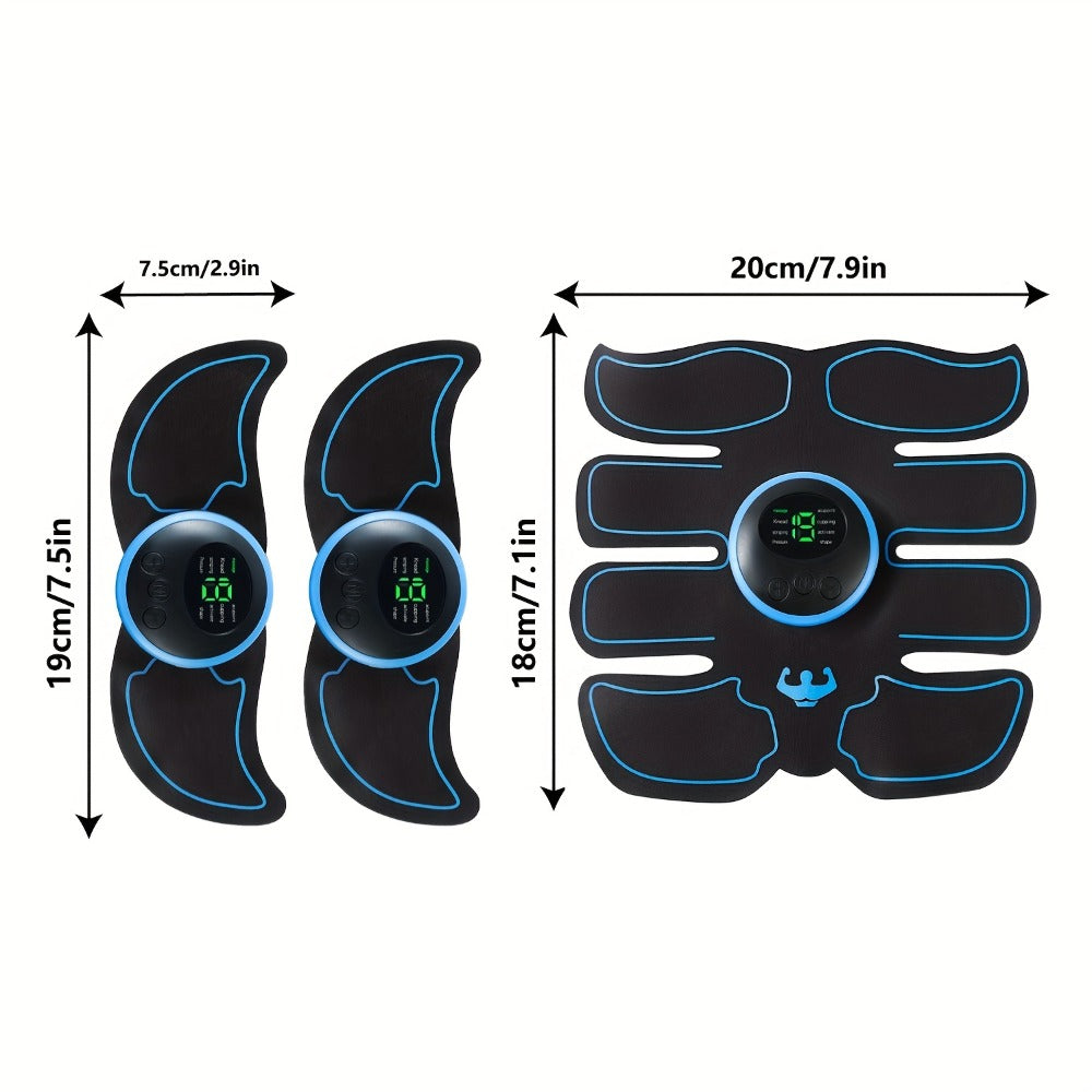 EMS Muscle Stimulator Abdominal Training Belt, Electronic Ab Toner for Whole Body Fitness & Strength Training, Exercise Equipment for Men & Women ¨C 3 Machines + 3 Patches Included
