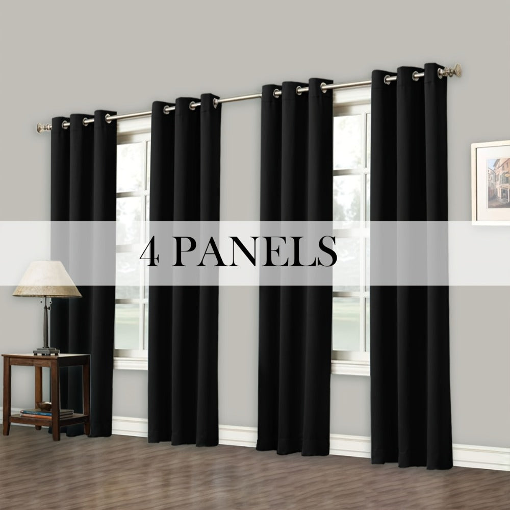 Blackout Curtains Grommet Top Room Darkening Window Drapes 4 Panels Set Living Room Bedroom