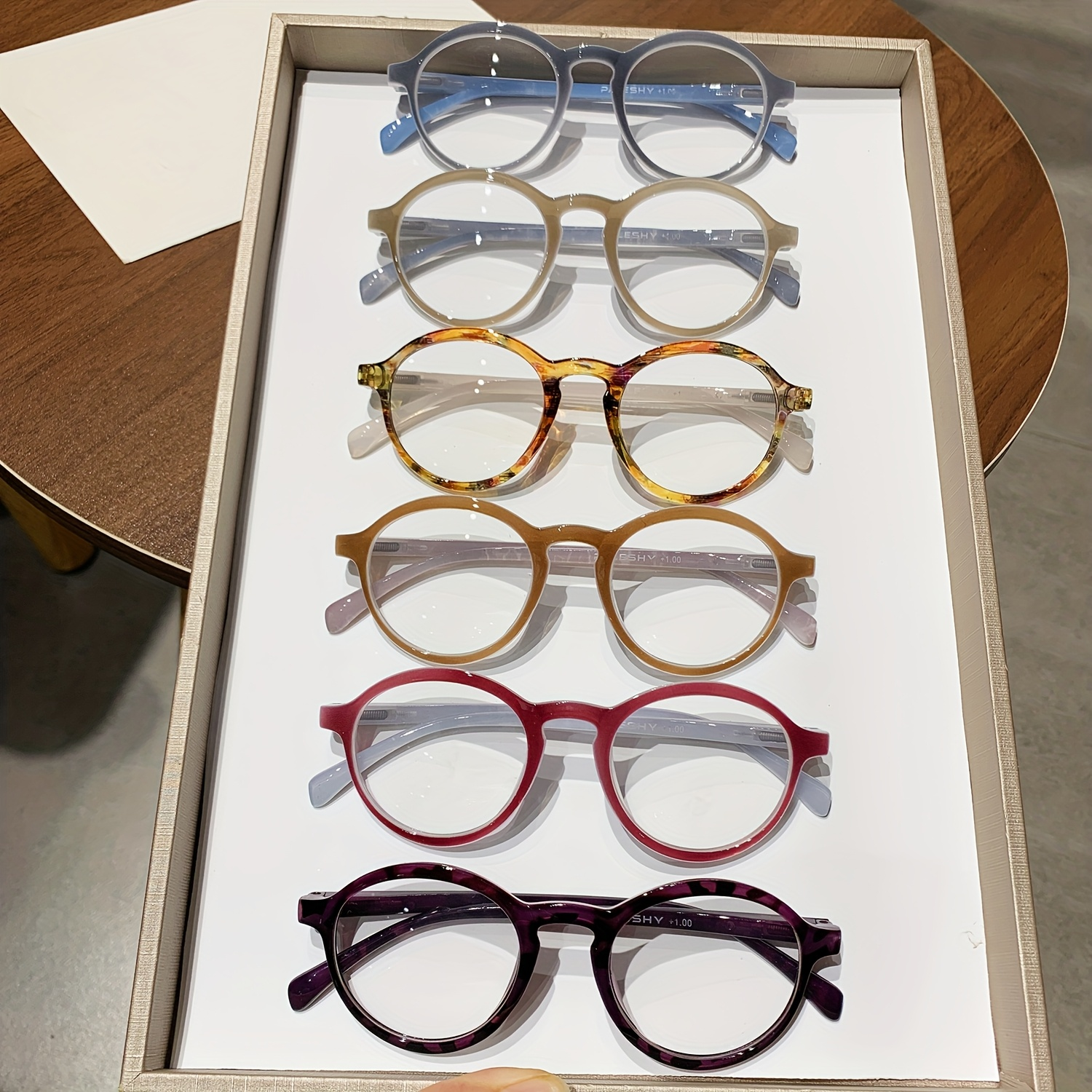 Fashion Reading Glasses 6 Pack for Women and Men Full Frame Round Circle PC Frame Multi-Color Lightweight Durable Lenses Vision Aid Readers Magnification Plus 1.0 to Plus 4.0 Mixed Color Value Set
