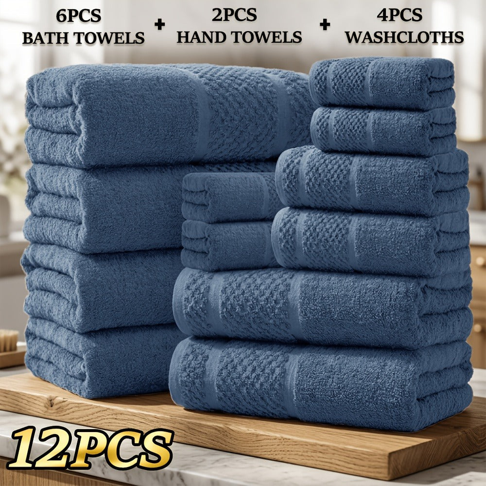 Bath Towel Set 450GSM Soft Absorbent - 12 16 18 Piece Cotton Blended Solid Color Bathroom Towels Set for Bath Hand Face | Hotel Spa Quality | Travel Shower Home | Multiple Colors & Sizes Available