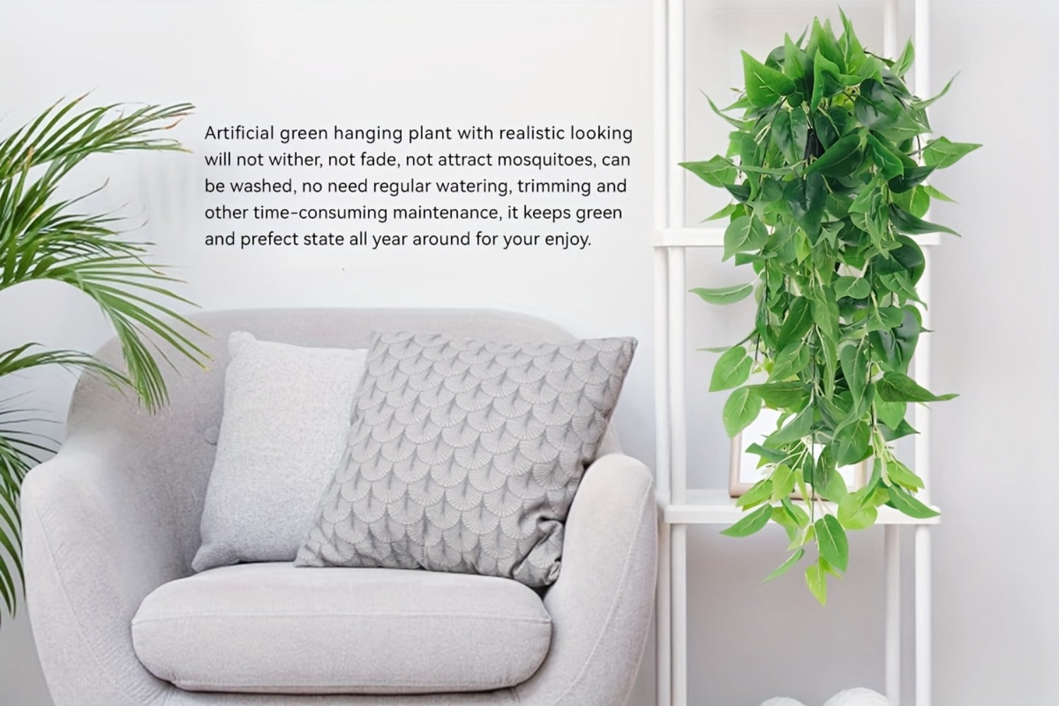 Artificial Hanging Ivy Vines ¨C Fake Eucalyptus & Mandala Green Vine Plants for Indoor Wall Decor ¨C Faux Hanging Plants for Bedroom, Bathroom, Balcony, Bookshelf & Living Room Aesthetic ¨C 6 or 8 Pack