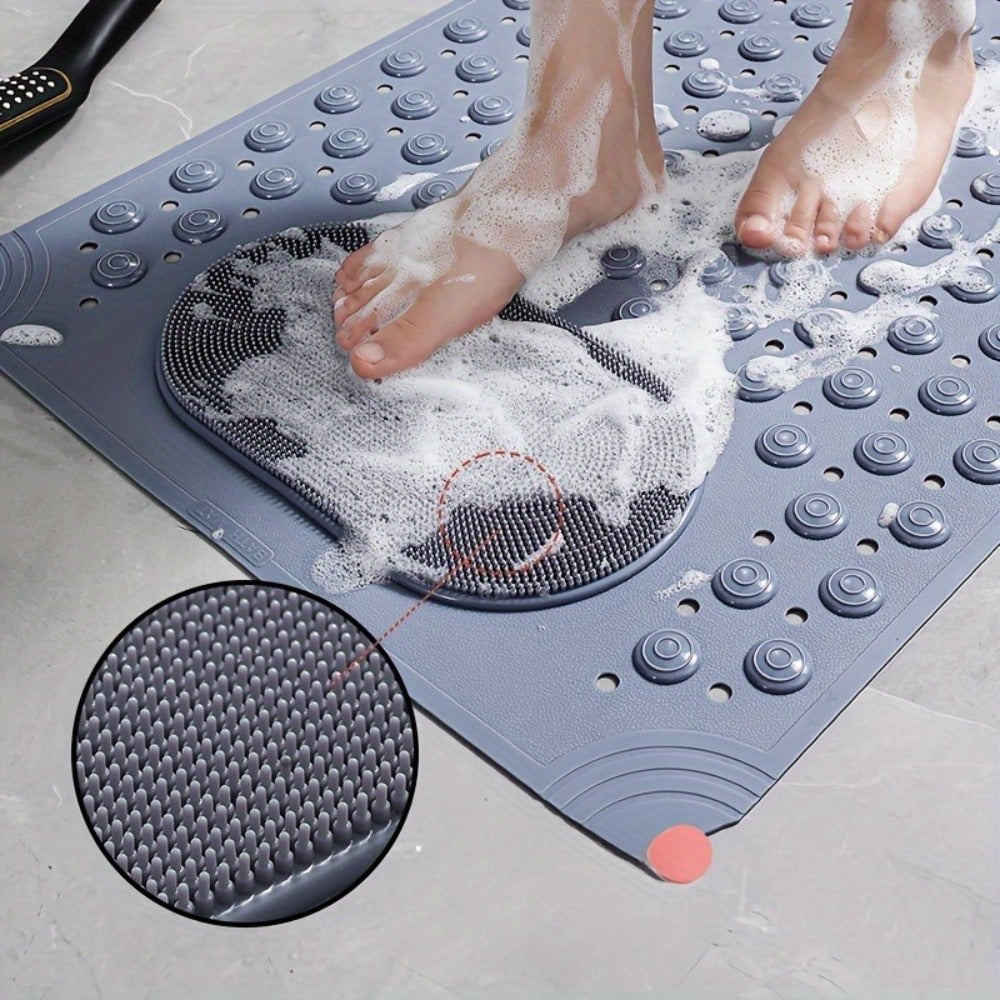 Non-Slip Bath Mat with Massage Buttons - PVC Shower Mat with Polka Dot Pattern, 0.35¡± Thick Rectangular Bathroom Safety Mat | Anti-Slip Bathtub Mat for Shower, Tub & Bathroom Floor | Multiple Colors