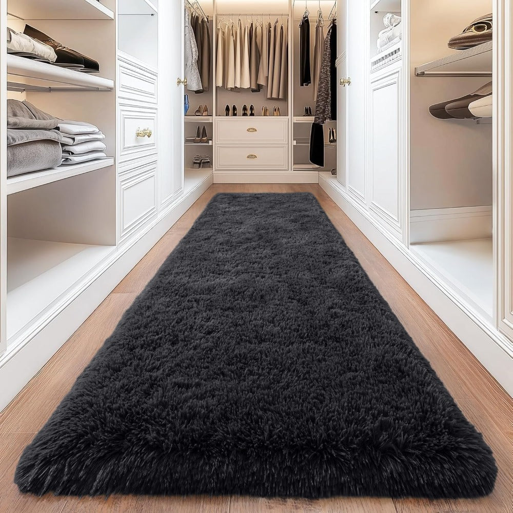 Shaggy Area Rug 4x6 - Soft Plush Non-Slip Indoor Carpet for Living Room Bedroom, Machine Washable Floor Mat in Navy White Beige Black Grey