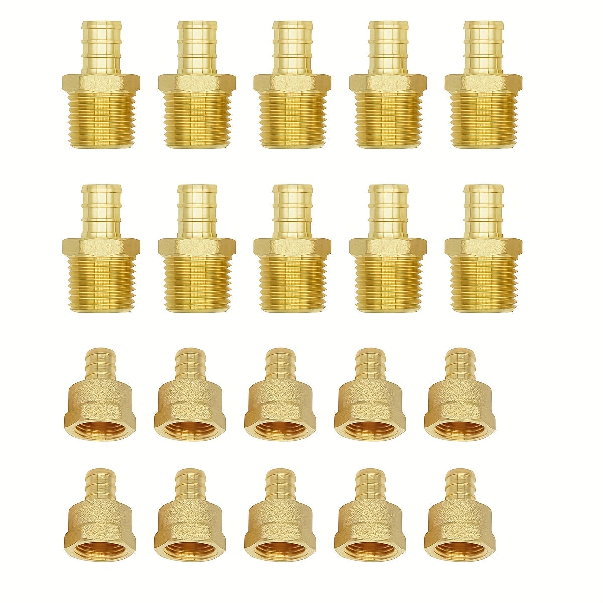 Brass PEX Crimp Adapters 20pcs - 10pcs 1/2¡± PEX x 1/2¡± Male NPT & 10pcs 1/2¡± PEX x 1/2¡± Female NPT Threaded Adapter, Crimp Fittings for PEX Pipe Plumbing Connections