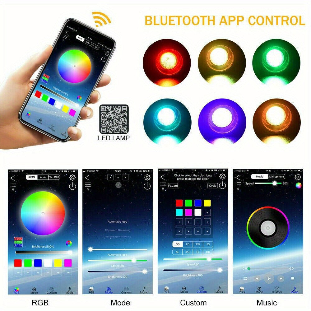 Fiber Optic Star Ceiling Light Kit 1000pcs, 0.5mm x 78.74¡± RGBW Car Roof Headliner Starlight Kit with App & 24-Key Remote Control, Color Changing Twinkle Lights for Car Interior Home Theater Bedroom