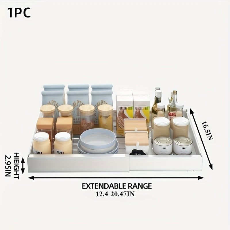 Expandable Pull-Out Cabinet Organizer Under Sink Storage Drawer Rack 2-Pack Adjustable Kitchen Shelf Organizer for Pots Pans Spices