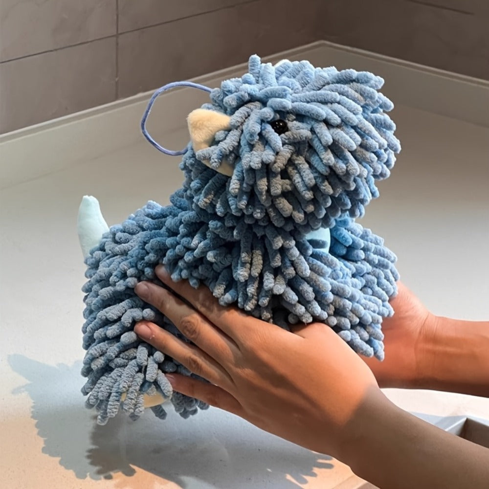 Microfiber Kitchen Towels Super Absorbent Cute Puppy Cartoon Design Dish Towels for Kitchen Bathroom Hand Towel Knit Fabric Quick Dry Blue Gray Pink Brown