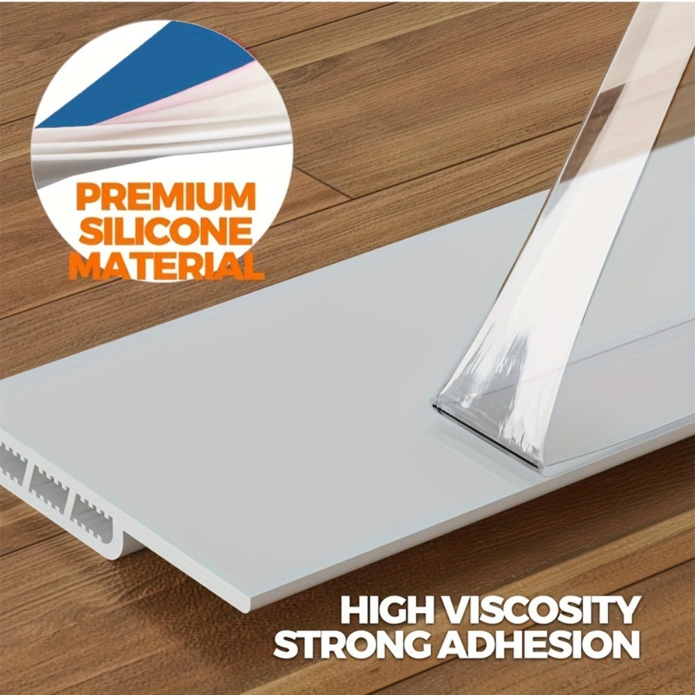 Door Draft Stopper 2pcs Silicone Weather Stripping 37¡± Under Door Seal Strip with Strong Adhesive ¨C Noise Reduction, Energy Saving, Easy Install for Interior & Exterior Doors, Brown & Black