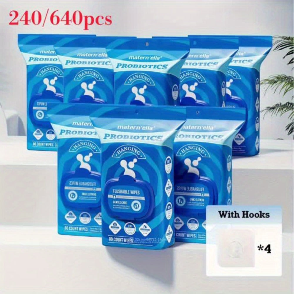 Flushable Wet Wipes for Adults with Probiotics ¨C Plant-Based Fibers, Fragrance Free, Sewer Safe, Soft & Thick Disposable Butt Wipes, Travel & Camping Must-Have, for Incontinence & Personal Care (3/5/6/8 Packs)