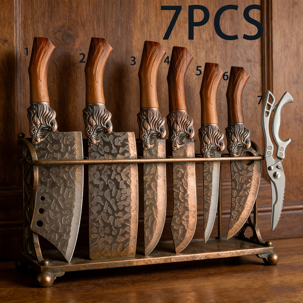 Kitchen Knife Set Professional Forged Stainless Steel Chef Knife Set with Boning Knife Slicing Knife Carving Knife Fillet Knife Butcher Knife Scissors Ultra Sharp Durable Meat Fish 4pc 7pc