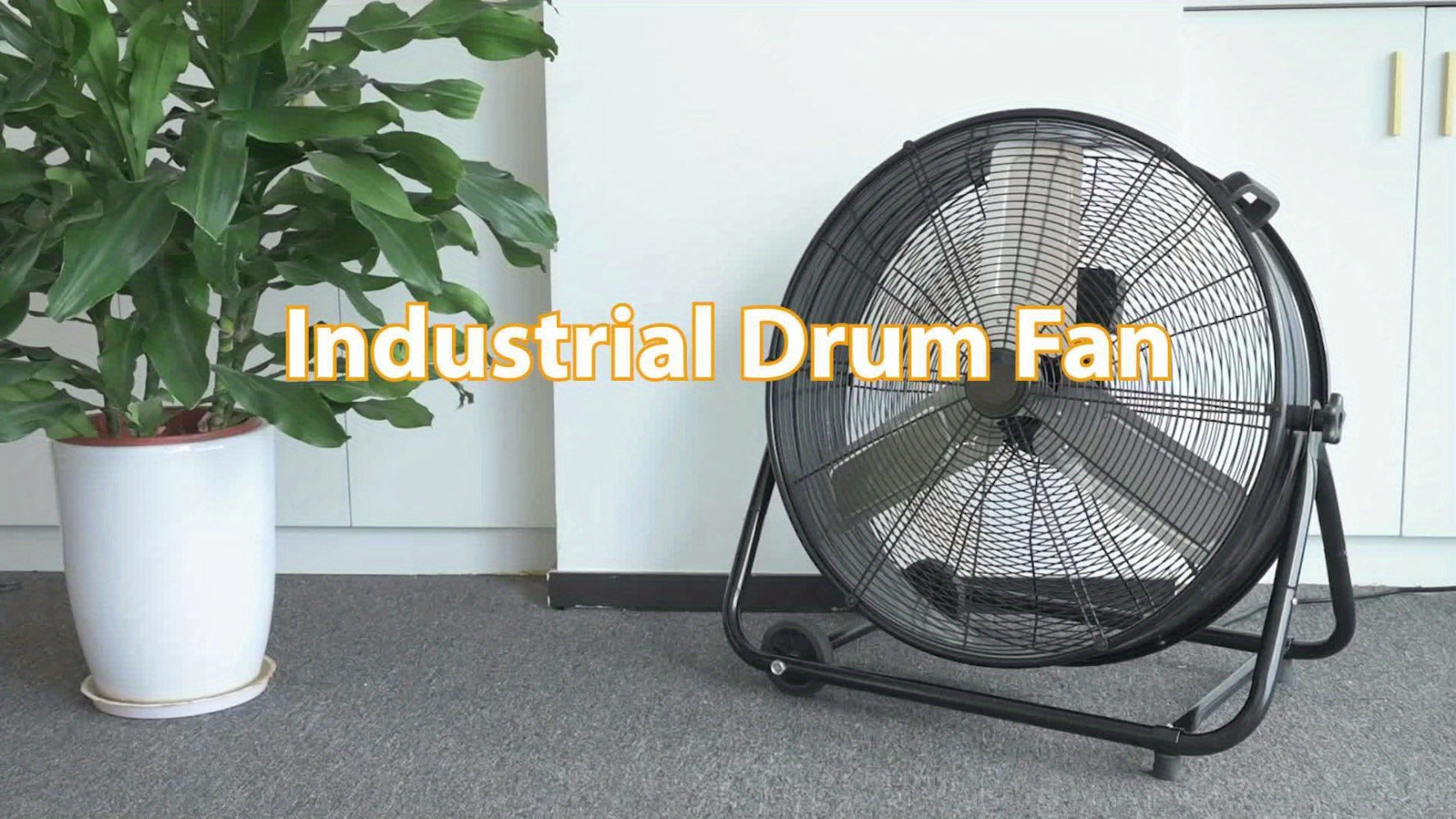 Industrial Drum Fan High Velocity Floor Fan 24 30 Inch | 3-Speed Heavy Duty Metal Air Circulator 360 Tilt Casters ETL Listed | Powerful Warehouse Garage Workshop Patio Commercial Fan | Black Orange Green