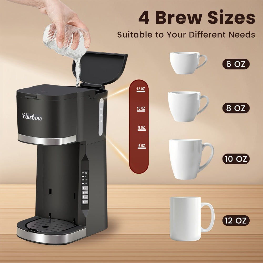 Single Serve Coffee Maker 3-in-1 ¨C Hot & Iced Coffee Machine Compatible with K-Cup Pods, Ground Coffee & Tea, 6-12 oz Brew Sizes, Iced Tea Maker, Compact Countertop Brewer ¨C Black (CM6080/CM6070)