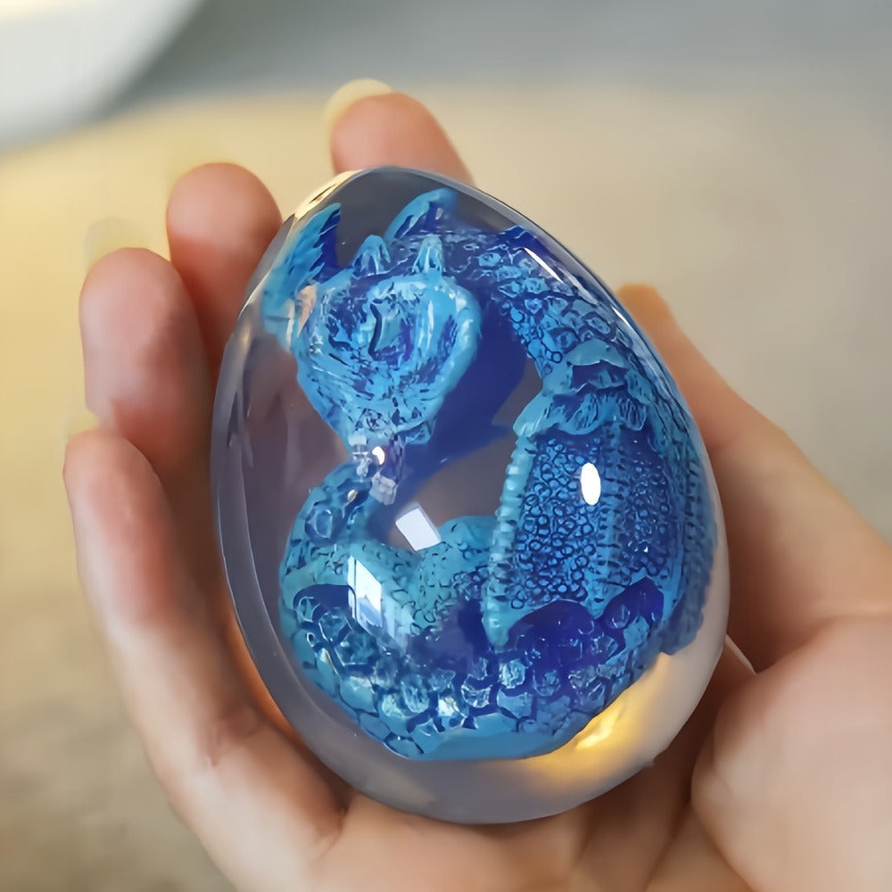 Dragon Egg Statue Transparent Resin Dragon Egg Figurine Dinosaur Souvenir Collectible Craft for Home Decor Desktop Display Birthday Christmas Halloween Gift Red Purple Green Blue