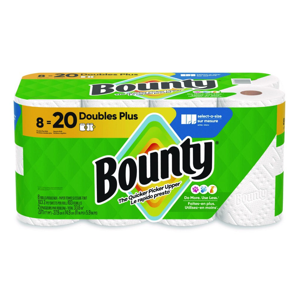 Paper Towels 8 Double Rolls, Bounty Select-A-Size Kitchen Paper Towel, 2-Ply 103 Sheets per Roll, 2X More Absorbent, White 5.9 x 11 Inch Sheets, Quicker Picker Upper for Kitchen & Household Messes