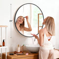 Round Wall Mirror Aluminum Alloy Frame ¨C Modern Circle Mirror for Bedroom, Bathroom & Living Room, Tempered Glass, Black & Gold, 20in 28in 30in 36in