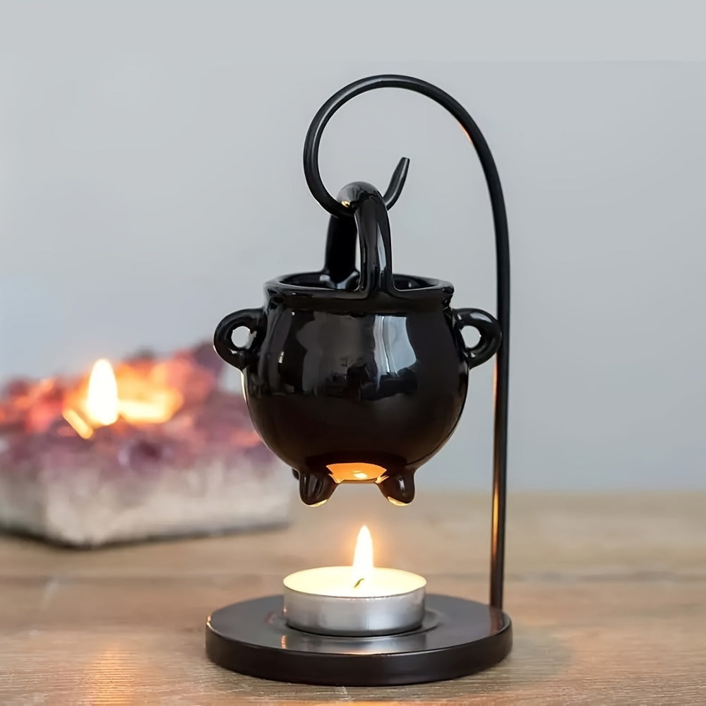 Ceramic Wax Melter Hanging Incense Holder Tealight Diffuser Black Witch Style Home Decor for Yoga Meditation Spa Aromatherapy Boho Gothic Gift