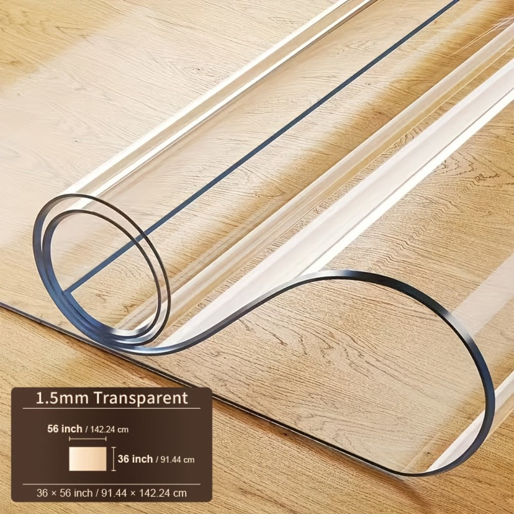 Clear PVC Tablecloth Table Protector 1.5mm Thick Transparent Table Cover Heat Resistant Scratch Resistant Waterproof Desk Mat for Dining Table Home Office Restaurant Coffee Table Multiple Sizes
