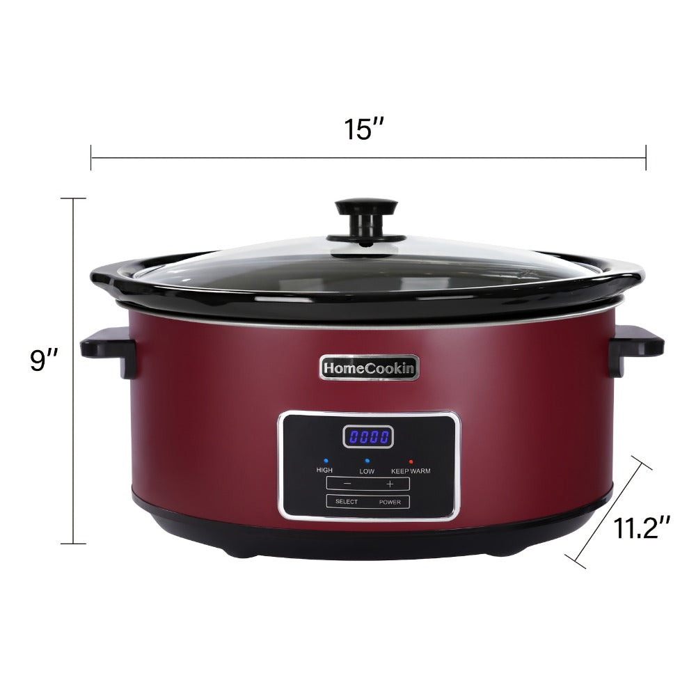 Digital Slow Cooker 6 & 7 Quart Programmable with Non-stick Ceramic Bowl, Countdown Timer & Keep Warm ¨C Oval Glass Lid Crock Pot for Family Meals Soups Stews Holiday Cooking