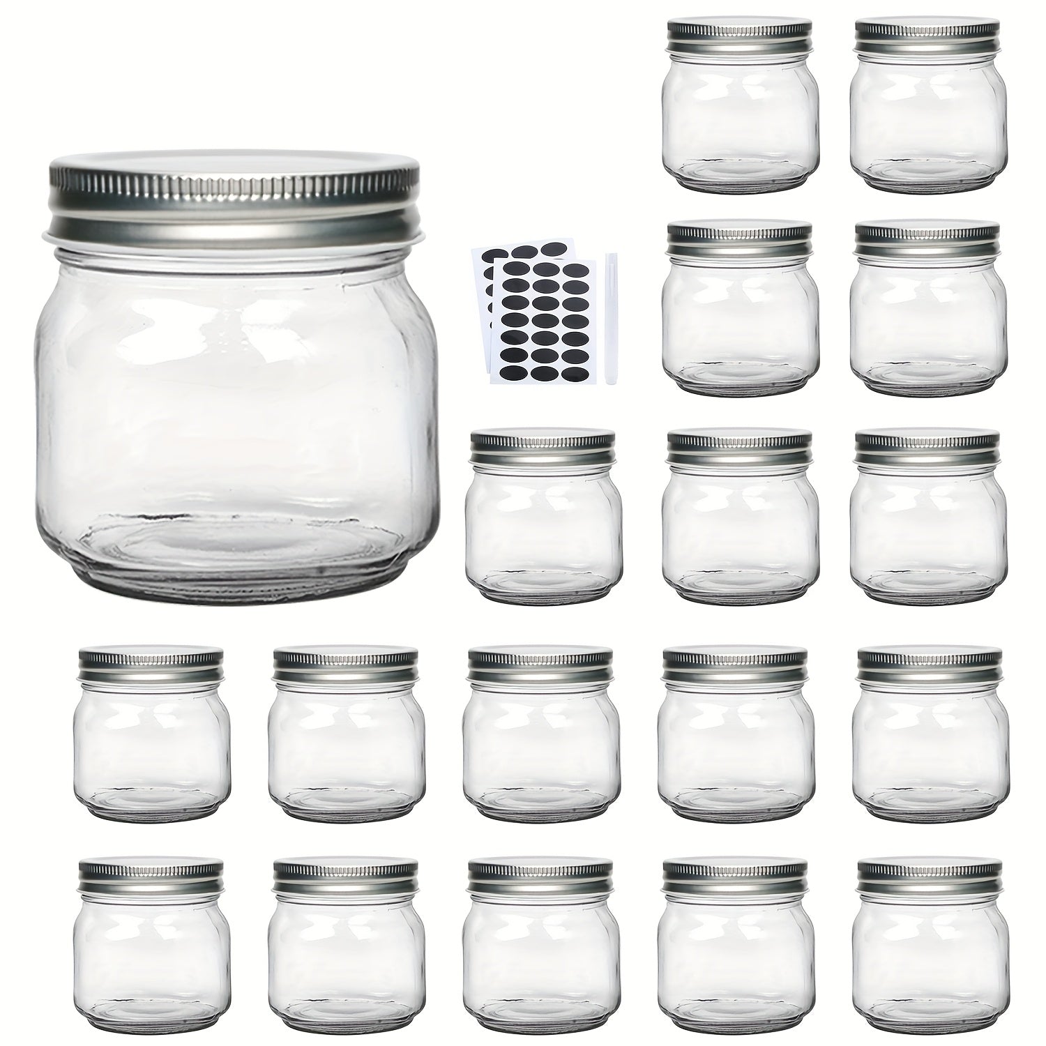 Mason Jars 8oz Glass Jars with Lids ¨C 9/18/27/36 Pack Regular Mouth Canning Jars for Storage, Spices, Jelly, Jam, Honey & Caviar | Dishwasher Safe Spiral Lid Kitchen Storage Containers Set
