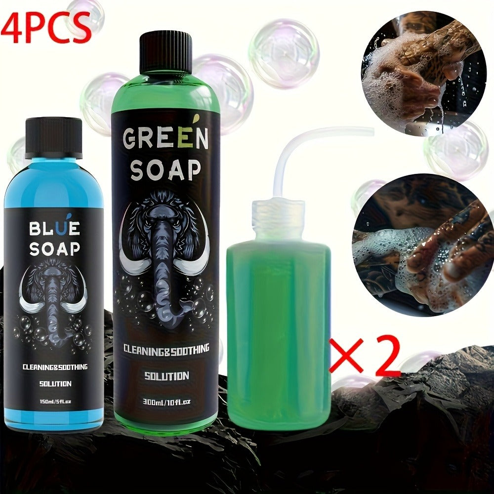 Tattoo Green Soap Kit Cleansing Solution with Squeeze Bottle ¨C Green and Blue Tattoo Soap for Artists, Safe Color Foam Moisturizing Formula, Tattoo Supplies and Accessories Multiple Sizes
