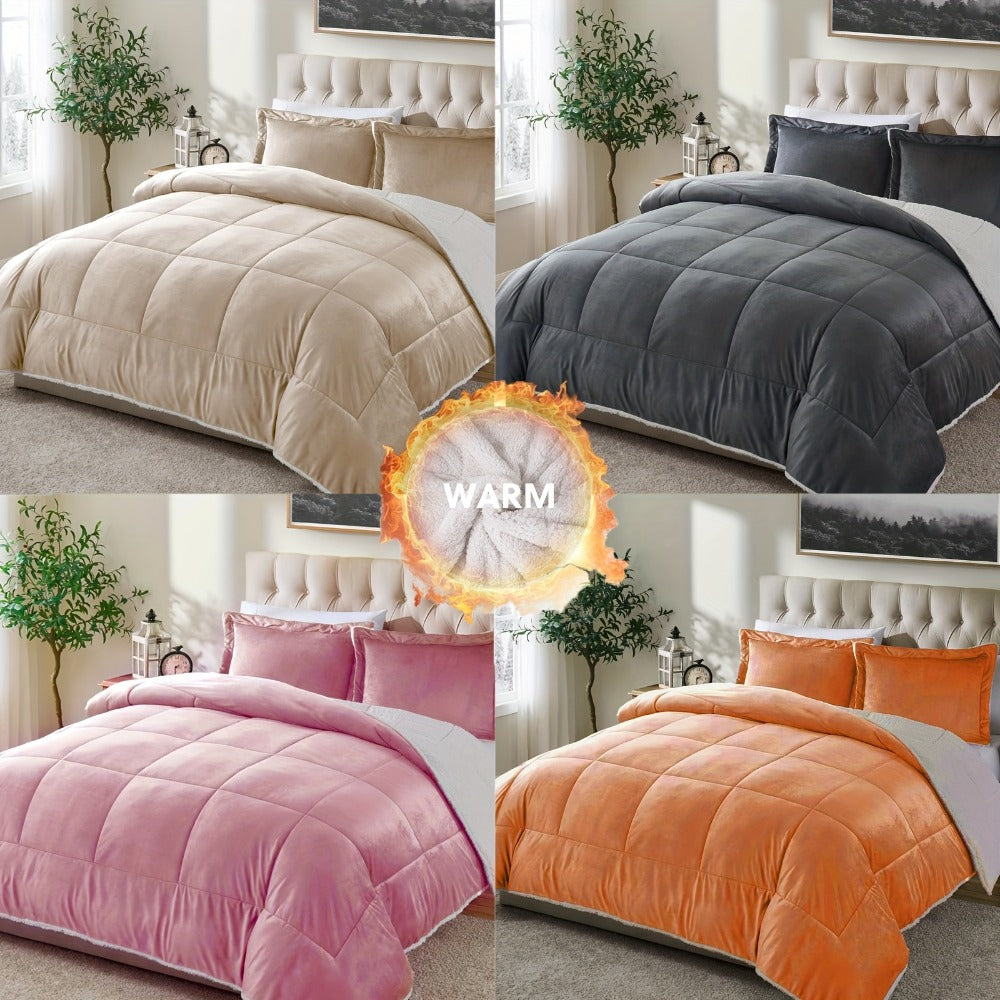 Sherpa Fleece Comforter Set Extra Thick Plush Microfiber Reversible Soft Warm Luxury Bed Blanket Twin XL Full Queen King 10 Colors Lightweight Cozy Bedding