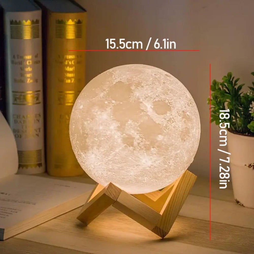 Moon Lamp 16-Color RGBW LED Night Light - 3D Printed 6.1¡± Realistic Moon with Remote Control & Wooden Stand, USB Powered Bedside Lamp for Bedroom Decor, Birthday Gift for Women, Moms & Friends