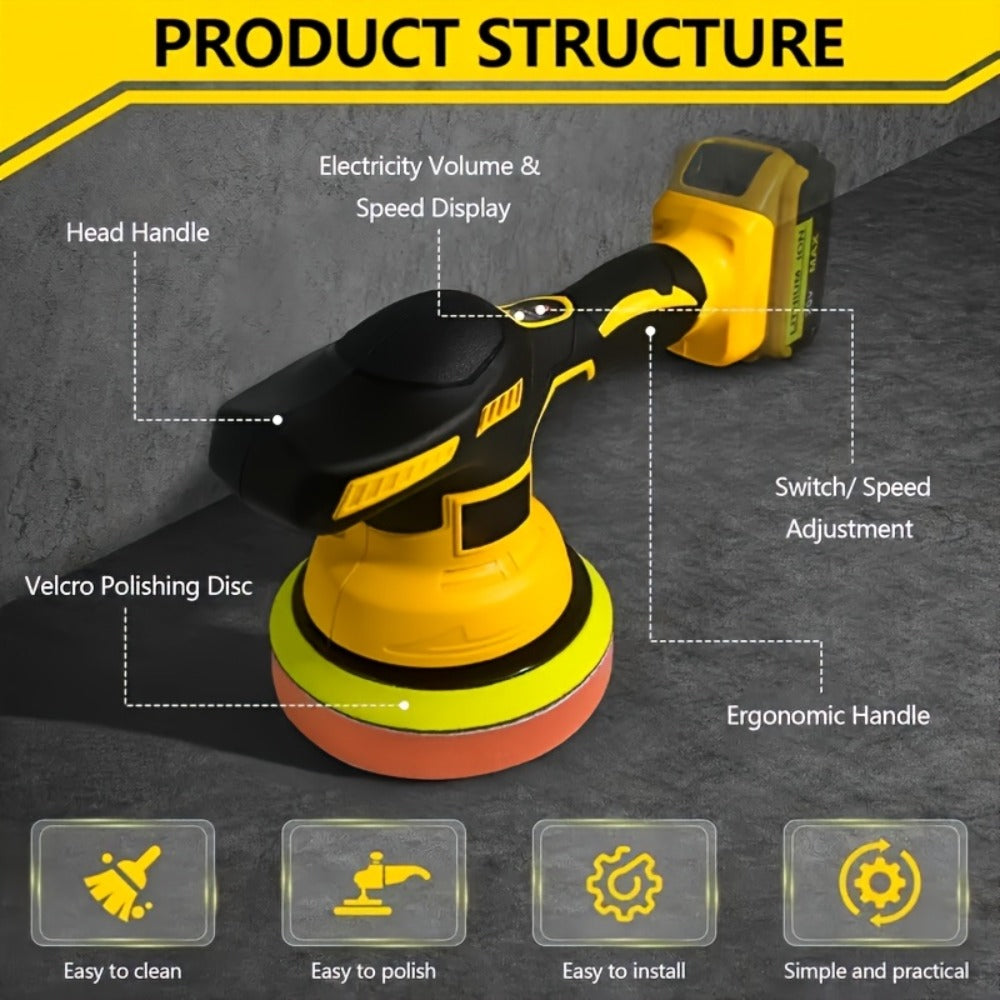 Cordless Car Polisher for DeWalt 20V Battery - 6 Variable Speeds 6800 RPM Buffer Polisher for Car Detailing Waxing Polishing Auto Scratch Removal Tool Gift for Men (Battery Not Included)