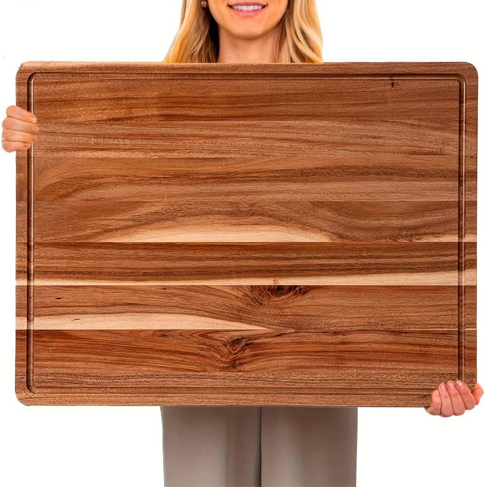 Large Bamboo Wood Cutting Board with Juice Groove Thick Butcher Block for Kitchen Cheese Charcuterie Food Prep Serving Board Multiple Sizes