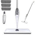 Spray Mop with 3 Washable Microfiber Carbon Fiber Pads Water Spraying Flat Mop Wet Dry Dual Use Floor Cleaning for Hardwood Laminate Tile Ceramic 4pc White