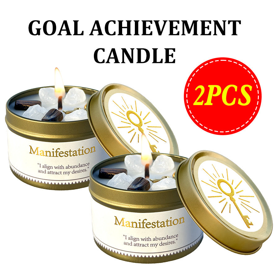 Manifestation Candles Scented Soy Wax with Golden Crystal ¨C Law of Attraction Abundance Candle for Meditation, Yoga & Focus | Spiritual Gift for Women with Guidance Card | Christmas, Birthday, New Year