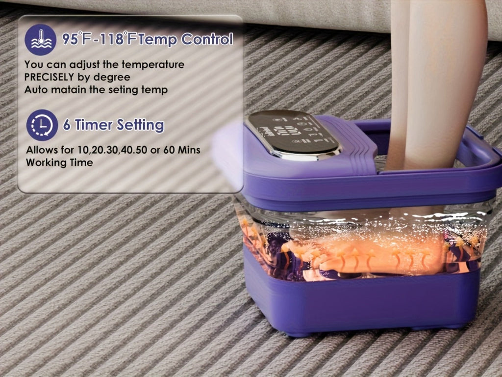 Foot Spa Bath Massager with Heat and Bubbles ¨C Foldable Electric Foot Soak Tub with Automatic Heating, Bubble Massage, Relaxation Therapy for Home Use