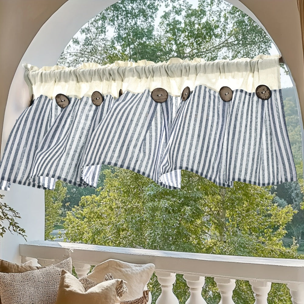 Bohemian Striped Patchwork Curtains, Semi-Sheer Rod Pocket Window Curtains for Bedroom Living Room Kitchen Cafe, Country Cottage Style, 1 or 2 Panels, Multiple Colors & Sizes