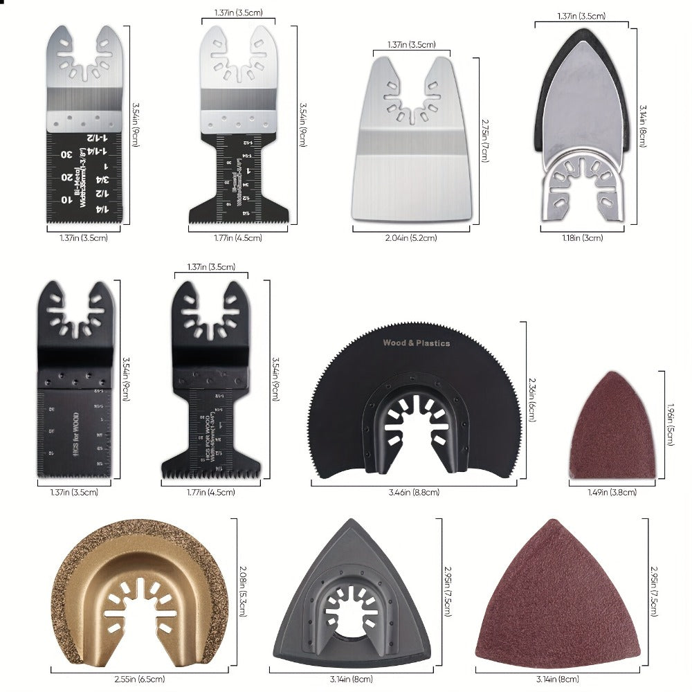 115pcs Oscillating Saw Blades Set with Sandpaper ¨C Multitool Blades for Wood Metal Plastic, Universal Fit for Major Brands, Complete DIY & Pro Cutting Kit