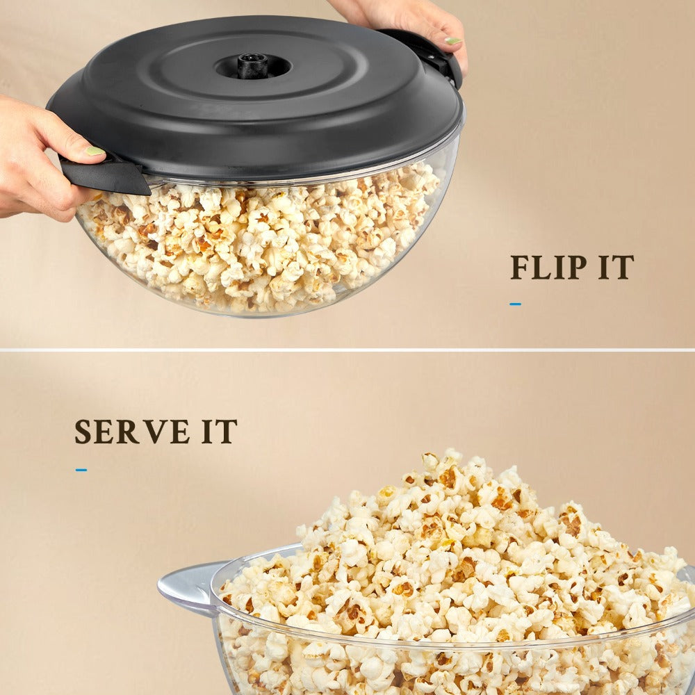 Popcorn Machine 800W Electric Stirring Popcorn Maker ¨C 6-Quart Non-Stick Plate, Quick-Heat Technology, Cool-Touch Handles, 2-in-1 Lid & Bowl for Home Movie Night