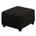 Square Ottoman Cover Elastic Stretch - Polar Fleece Footstool Slipcover with Elastic Band Closure Machine Washable for Home Office Decor, 6 Colors L XL