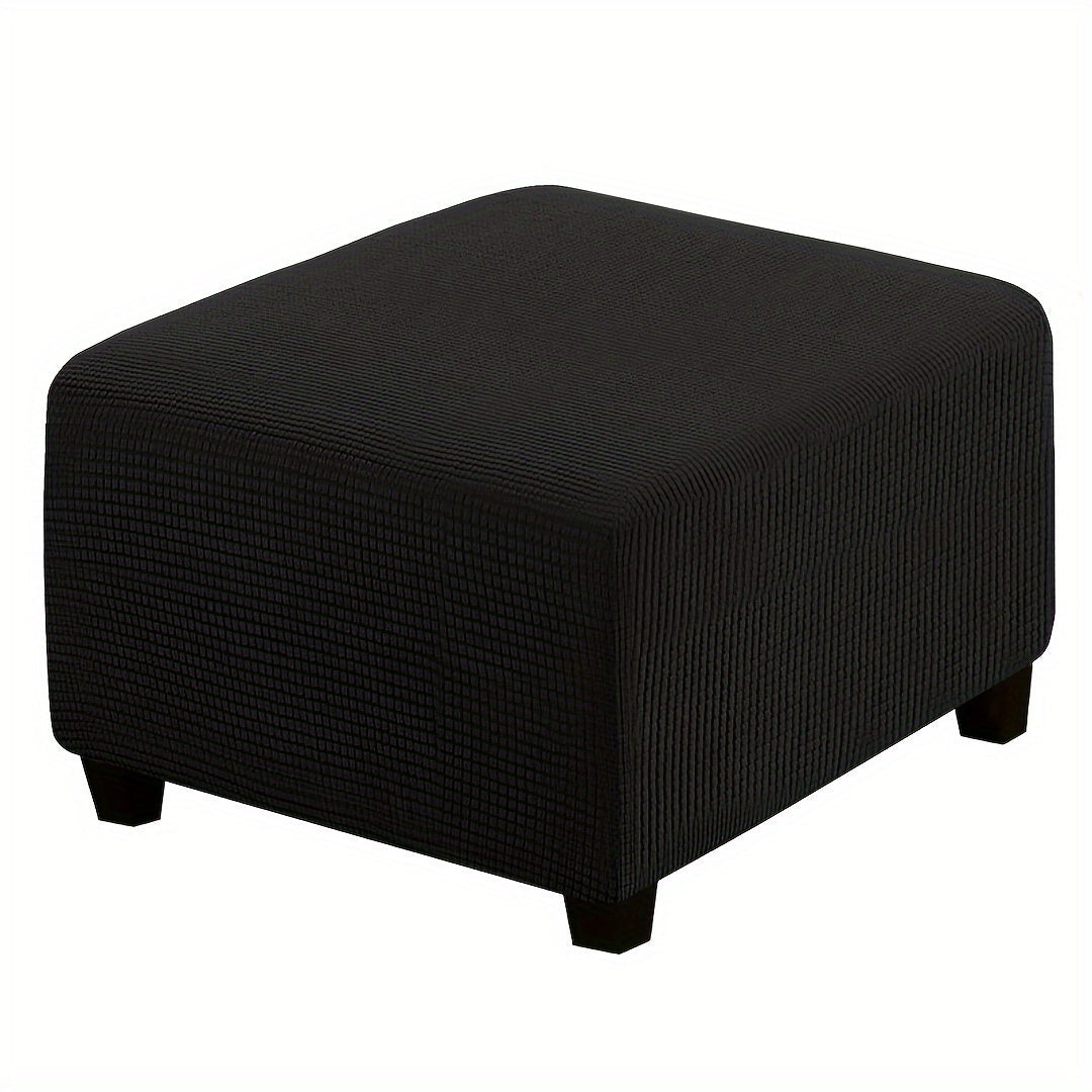 Square Ottoman Cover Elastic Stretch - Polar Fleece Footstool Slipcover with Elastic Band Closure Machine Washable for Home Office Decor, 6 Colors L XL