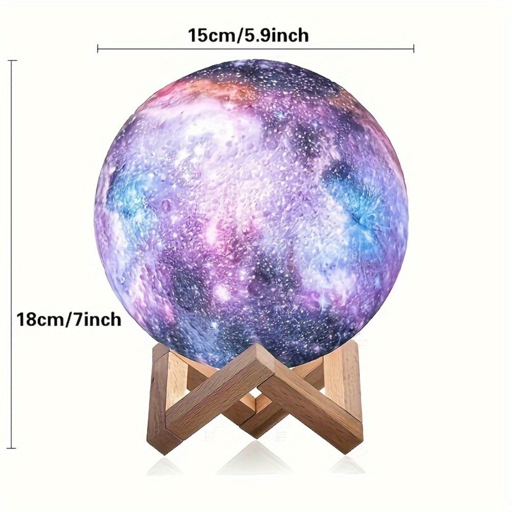 3D Moon Lamp 16 Colors LED Night Light with Remote Control USB Powered Solid Wood Stand 16 Inch Colorful Ball Moon Light Unique Birthday Gift for Bedroom Home Decor Kids Adults