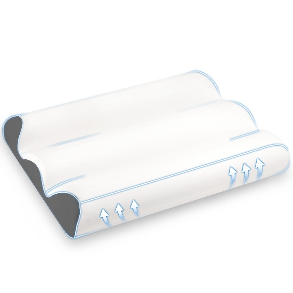 Memory Foam Cervical Pillow Ergonomic Contour Neck Support Orthopedic Bed Pillow for Side Back Stomach Sleepers with Cooling Pillowcase Queen King