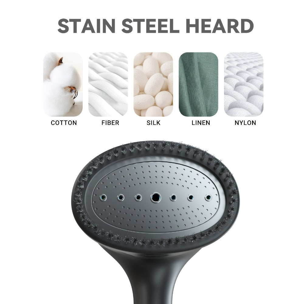Handheld Garment Steamer 1100W 20s Fast Heating 300ml Water Tank Wrinkle Remover Steam Iron for Clothes Travel Business Home Clothing Care with Cleaning Brush Black White Carbon Fiber