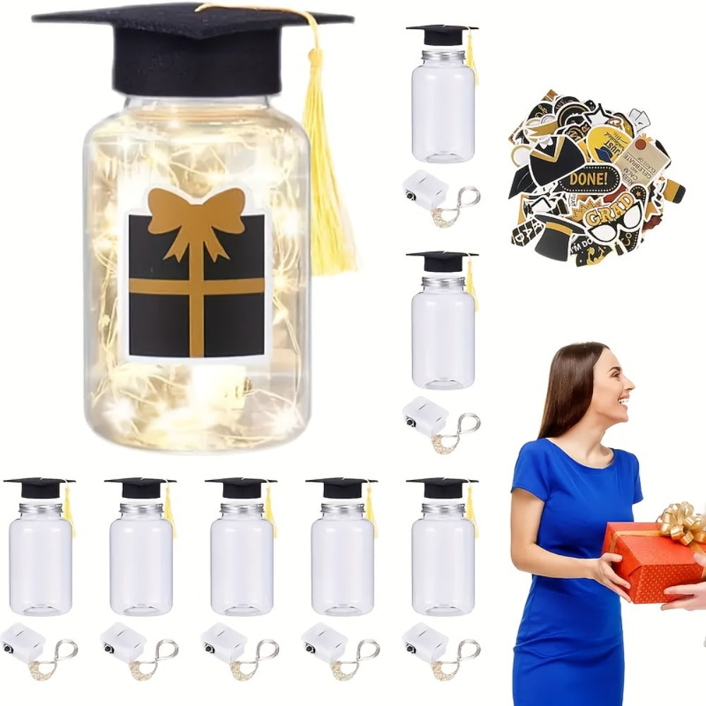 Graduation Gifts Lighted Jars 2026 Set of 8 with Graduation Stickers Party Decorations Mason Jar Lights Keepsake Gift for Her Him High School College Grad