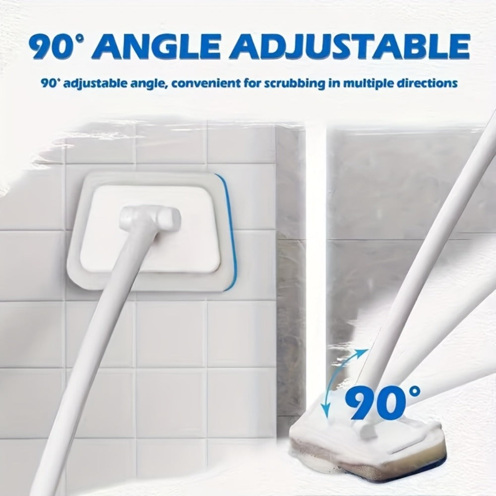 Long Handle Sponge Brush Set with Replaceable Heads for Kitchen Bathroom Tile Bathtub Cleaning ¨C 1 Handle + 6/10/15 Brush Heads, Thickened Durable Scrubber