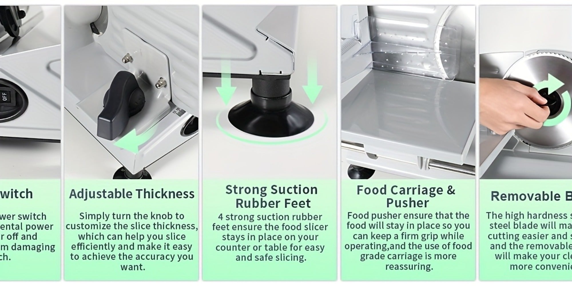 Electric Meat Slicer for Home, 6.7¡± Stainless Steel Blade, 150W Deli Food Slicer with Adjustable 0-15mm Thickness for Cold Cuts, Cheese, Bread & Vegetables, Easy to Clean