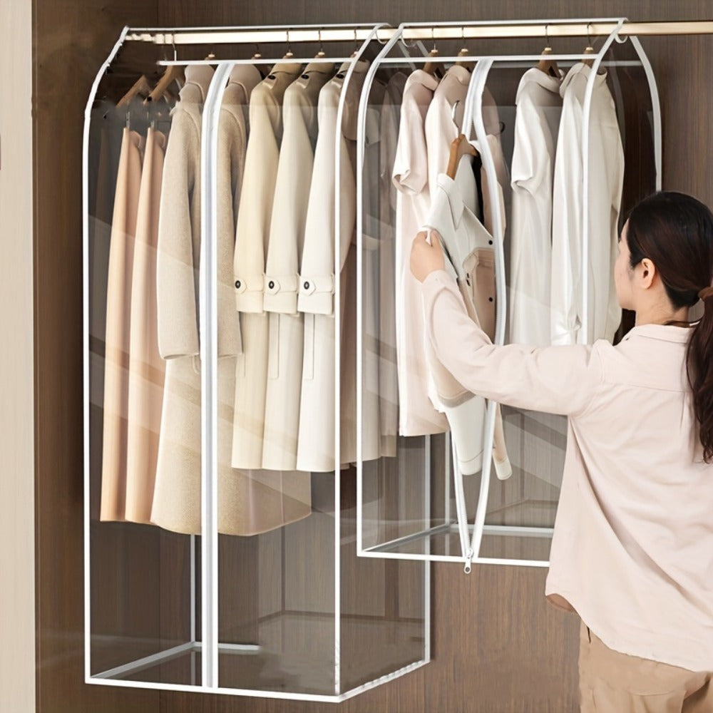 Clear Hanging Garment Bag PVC Zipper Dustproof Closet Organizer for Coats Suits Dresses - Transparent Wardrobe Protector Storage Cover Multiple Sizes