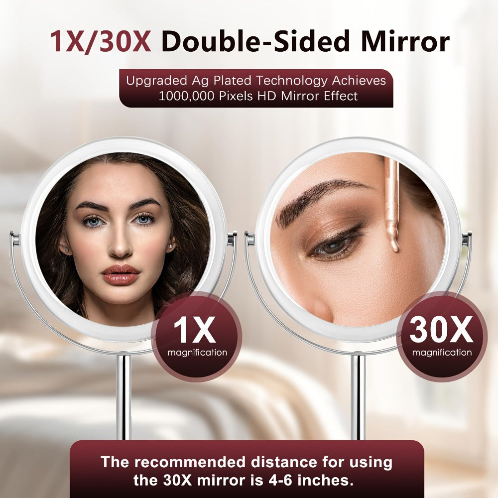 1X/30X Magnifying Makeup Mirror with Stand ¨C Double Sided 360¡ã Rotation Vanity Mirror for Travel & Home