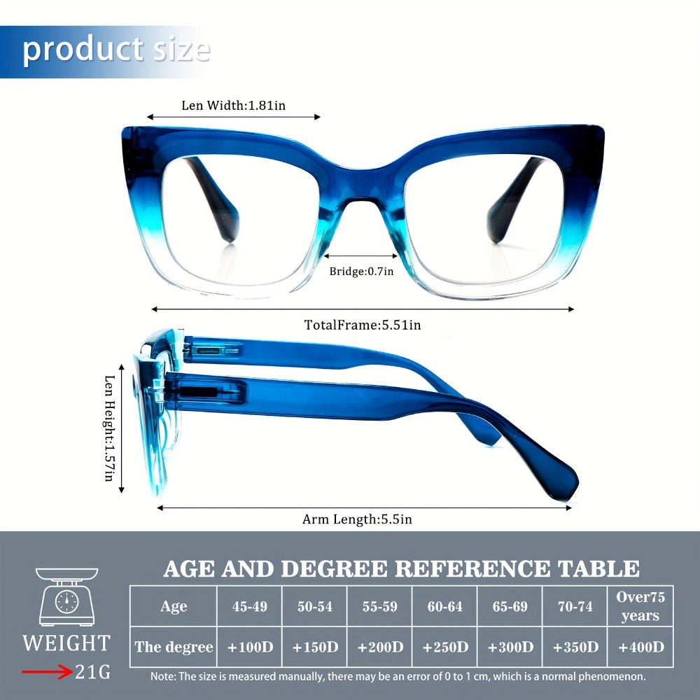 Reading Glasses Blue Light Blocking for Women 4 Pack ¨C Cat Eye Frames with Metal Spring Hinges, Multicolor Floral Gradient Computer Eyeglasses